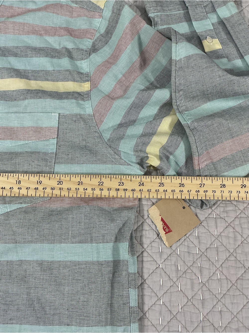 NWT Levi's Men's Striped Hooded Button Down Shacket Kangaroo Pockets Size XXL - Picture 9 of 12